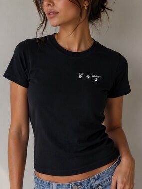 Off-White Black Embroidered Logo Short Sleeve T-Shirt (Size XXS)
